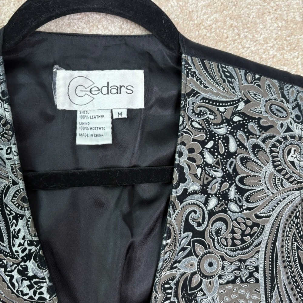 CEDARS Leather Vest Women's Medium Paisley Boho Western‎ Waistcoat